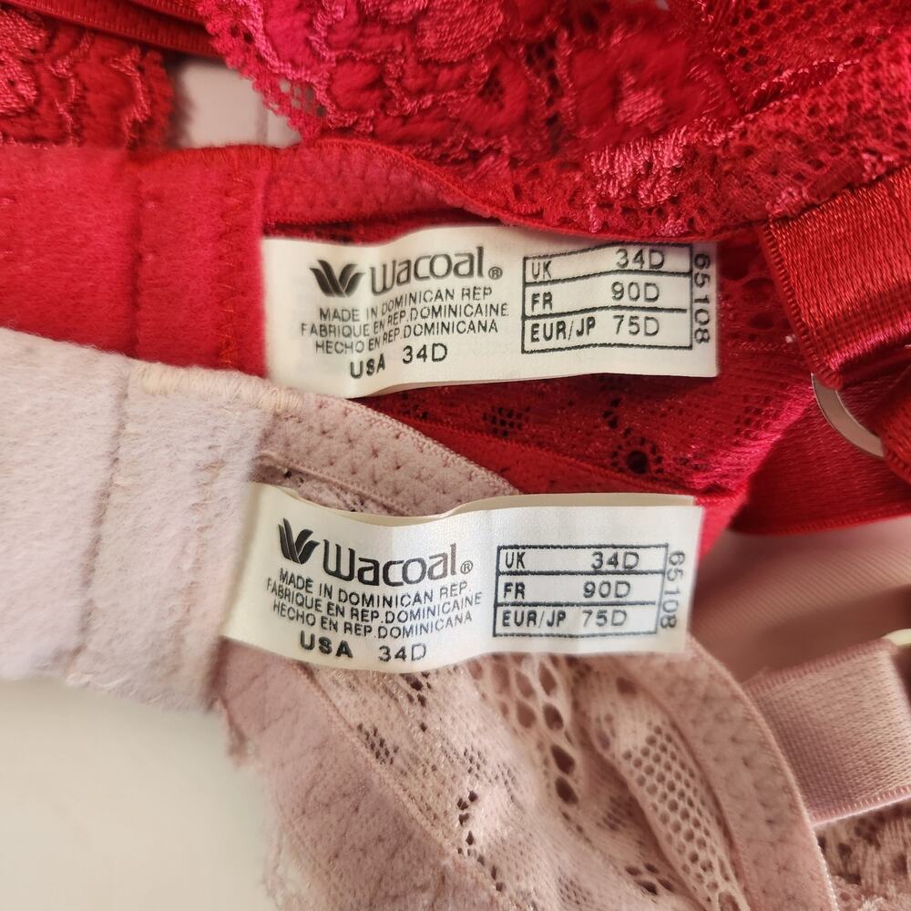 Wacoal Hidden Charms Underwire Bra Lot of 2 34D Pink Red 65108 - Picture 6 of 6